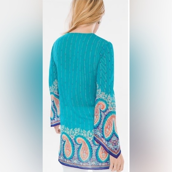 🔥3 for $15🔥Chico's size 1 Multicolor Paisley Blouse Women’s Size 8 Long Sleeve - Picture 2 of 9